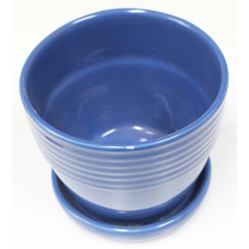 Basic Blue Flower Pot - Attached Water Tray (Pack of: 4) - GC-BLUE-55-Z04 - ToolUSA