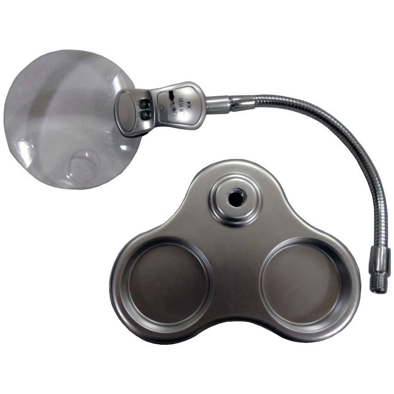 Battery Powered Magnifier LED Lamp - Flexible Neck & Rimless - Acrylic - 3x-4.5x Lens - MG-14749 - ToolUSA