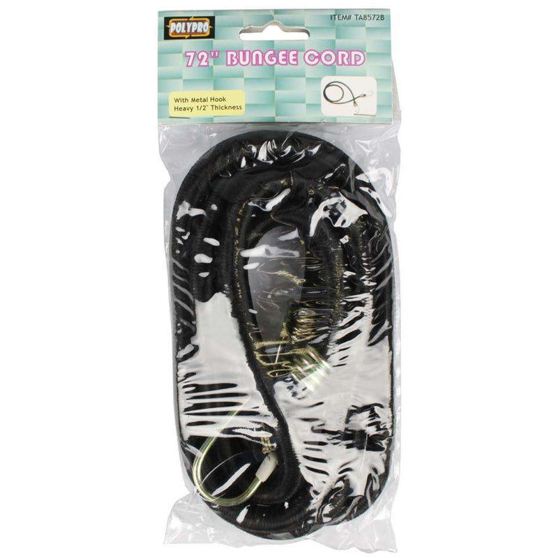 Black 72" Bungee Cord - Heavy Duty Rubber Tipped Hooks (Pack of: 2) - TA-88572-Z02 - ToolUSA