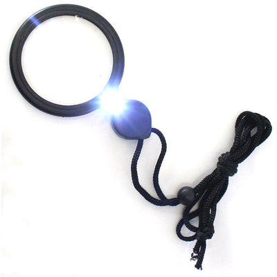 Black Frame LED Magnifier with Lanyard - CR-90115 - ToolUSA