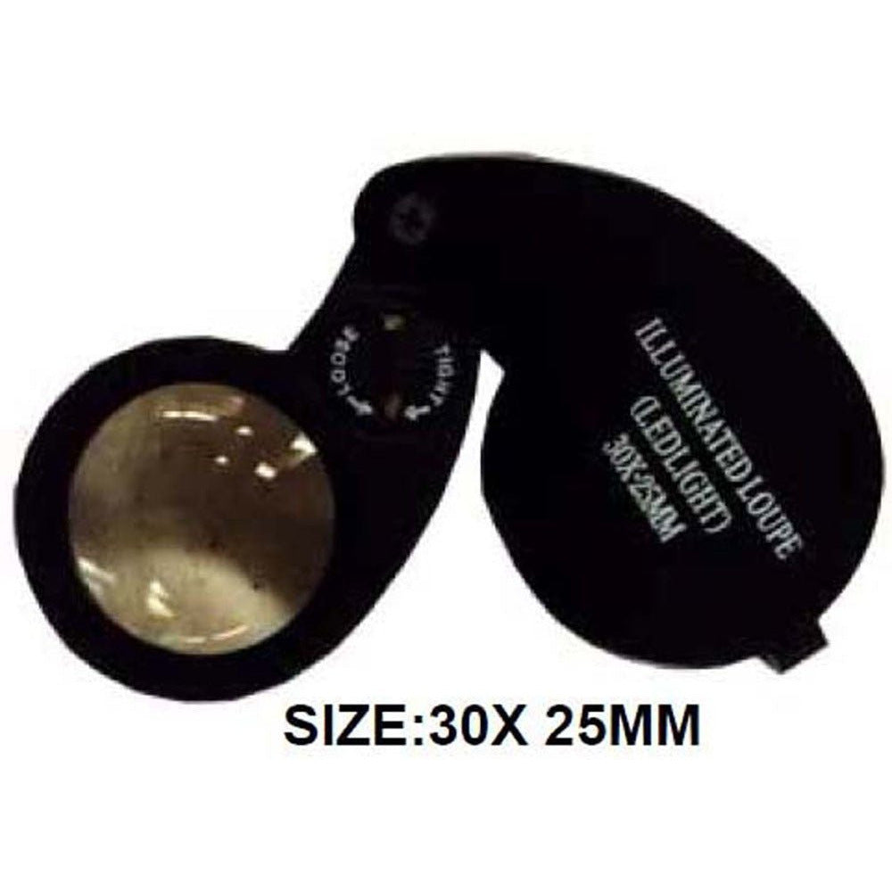 Black Jeweler's Loupe with LED Light - 30X Power - MG-92130 - ToolUSA