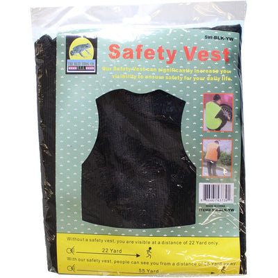 Black Mesh Safety Vest - Loop & Pile Fastener - SW-BLK-YW - ToolUSA