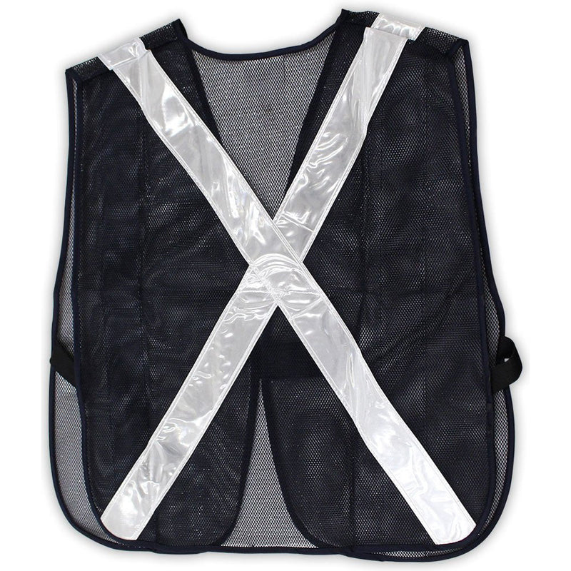 Black Mesh Safety Vest with White Reflective Strips - SF-22224 - ToolUSA