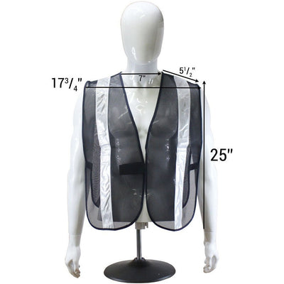 Black Mesh Safety Vest with White Reflective Strips - SF-22224 - ToolUSA