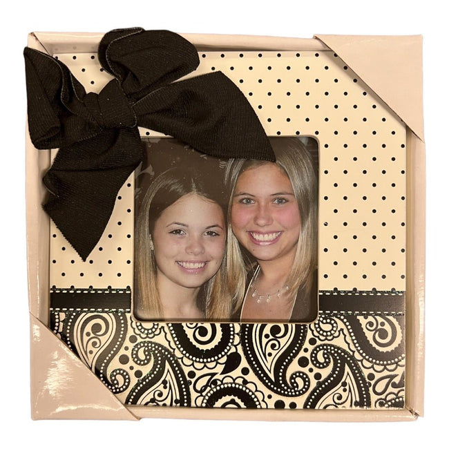 Black Polkadot and Floral Picture Frame, 6 x 6 Inches - HH-WF-10583 - ToolUSA