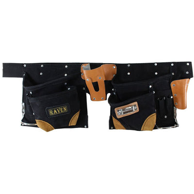 Black Suede Tool Belt with 12 Pockets - AS2103A-BLK - ToolUSA