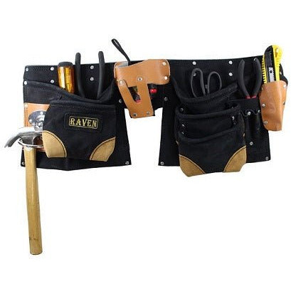 Black Utility Tool Pouch Belt with 11 Pockets - AS2103AA-BLK - ToolUSA