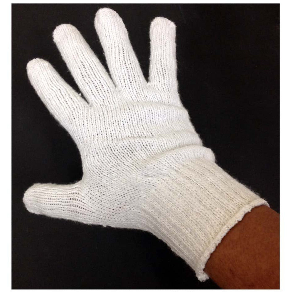 Bleached White String Gloves with Green String at Cuff - Large (Pack of: 12) - GL-67445-Z12 - ToolUSA