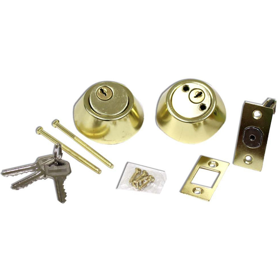 Brass Double Cylinder Deadbolt Lock - LOCK-07352 - ToolUSA