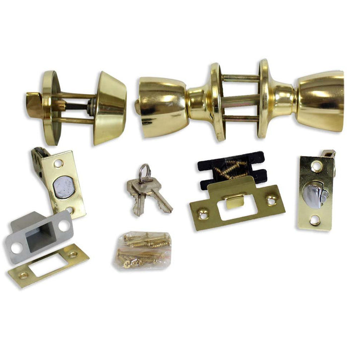 Brass Entry Lock & Deadbolt Combo - LOCK-07354 - ToolUSA