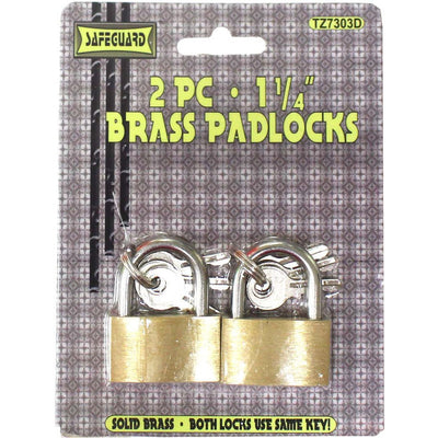 Brass Lock 2 Piece Set Size 1 1/4 Inch (32mm) With Matching Keys - LOCK-27303 - ToolUSA