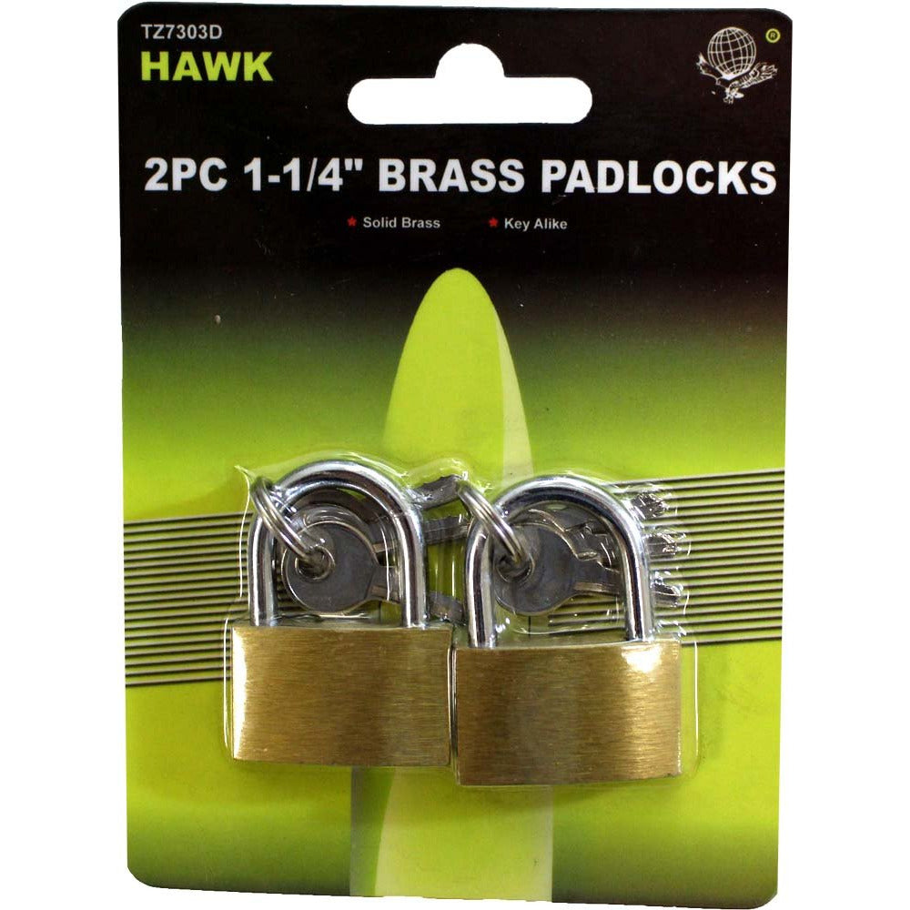 Brass Lock 2 Piece Set Size 1 1/4 Inch (32mm) With Matching Keys - LOCK-27303 - ToolUSA