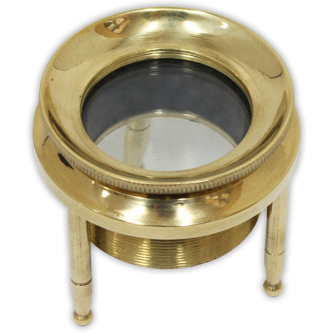 Brass Tripod Magnifier For Table Top With -1-1/8 Adjustable Height Glass Lens - G8445-2188MT - ToolUSA