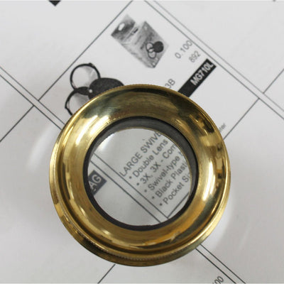 Brass Tripod Magnifier For Table Top With -1-1/8 Adjustable Height Glass Lens - G8445-2188MT - ToolUSA
