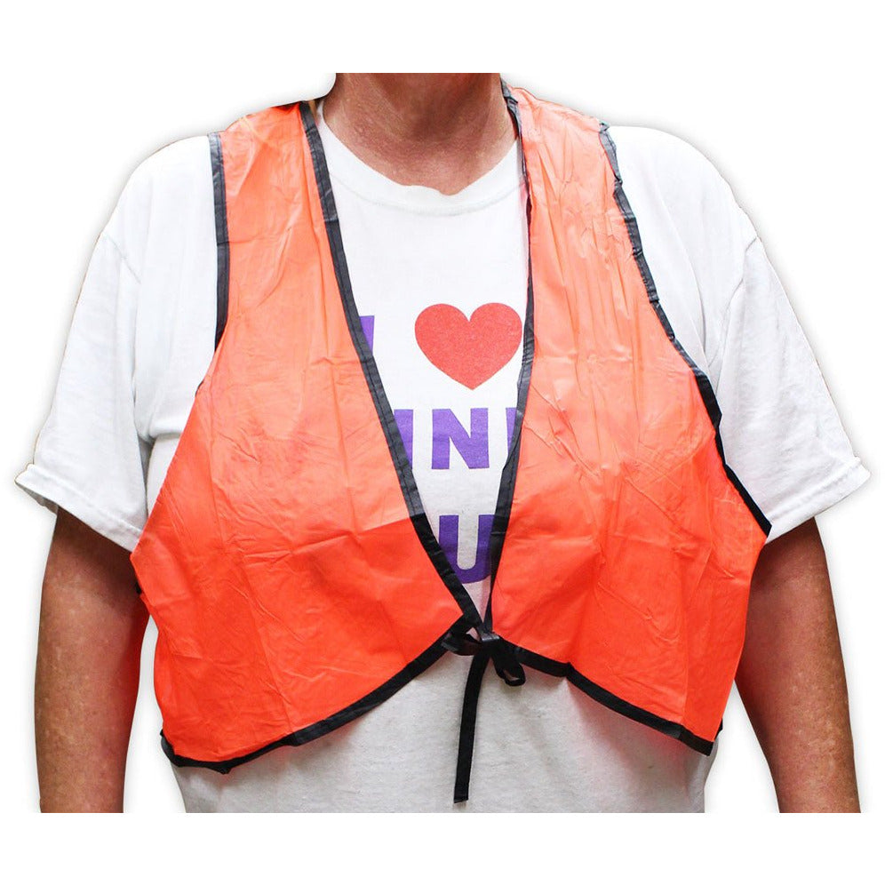 Bright Orange Vinyl Safety Vest - Oversized Arm Holes - Fits Waist Up To 55" - SF-33330 - ToolUSA