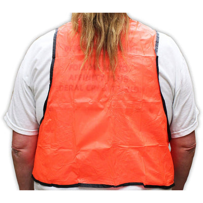 Bright Orange Vinyl Safety Vest - Oversized Arm Holes - Fits Waist Up To 55" - SF-33330 - ToolUSA