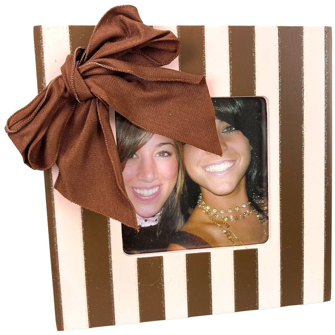 Brown and Pink Striped Wooden Photo Frame, 6 x 6 Inches - HH-WF-10475 - ToolUSA