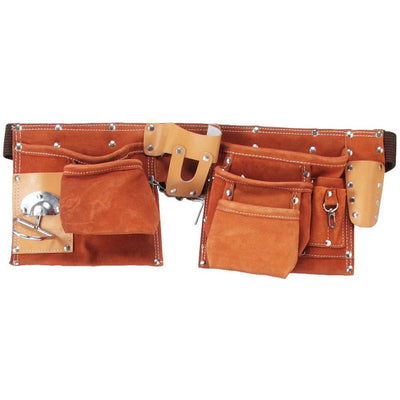 Brown Leather Tool Belt with 10 Pockets - AS-82103 - ToolUSA
