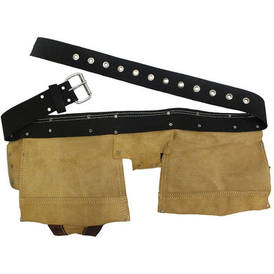 Brown Split Leather Tool Pouch Belt with 11 Pockets - AS2103AA - ToolUSA