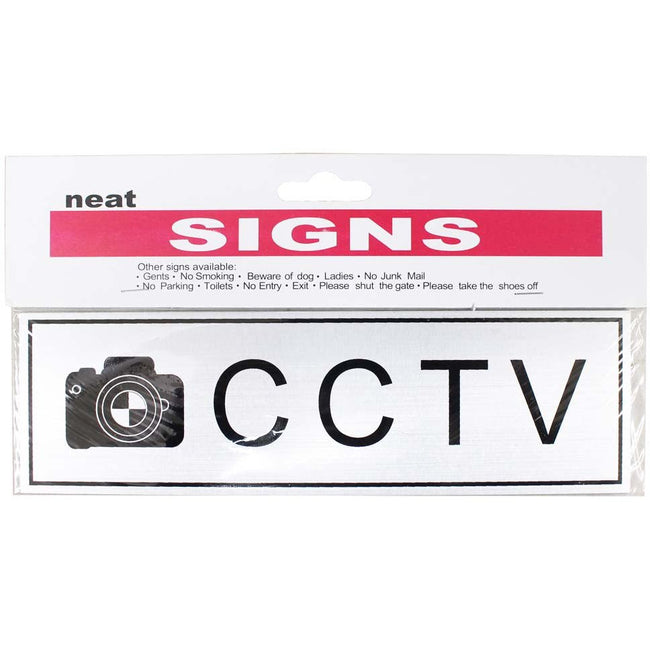 Brushed Aluminum Sign With The Message C C T V, And A Picture Of A Camera (Pack of: 2) - SG-CCTV-YX-Z02 - ToolUSA