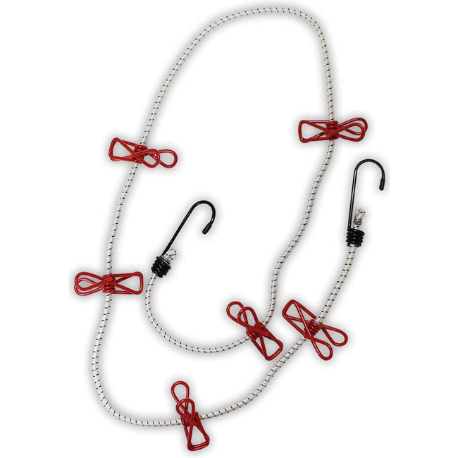 BUNGEE CORD CLOTHES LINE WITH 6 CLIPS - TA-88510 - ToolUSA