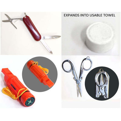 Camping & Emergency Essentials Kit with Multi-pocket Vest - KIT-JACKBOT - ToolUSA