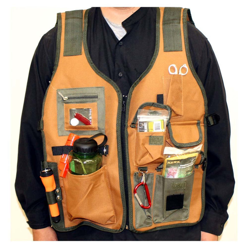 Camping & Emergency Essentials Kit with Multi-pocket Vest - KIT-JACKBOT - ToolUSA