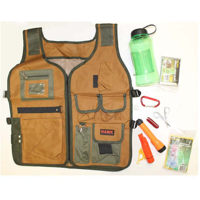 Camping & Emergency Essentials Kit with Multi-pocket Vest - KIT-JACKBOT - ToolUSA