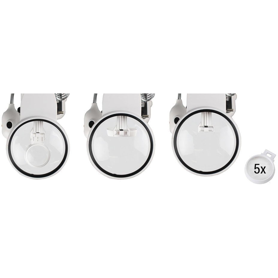 Clamp Magnifier With 2 Clamps, 3 Lenses 6 LED's And Soldering Iron Stand - MG8945AA-L6 - ToolUSA