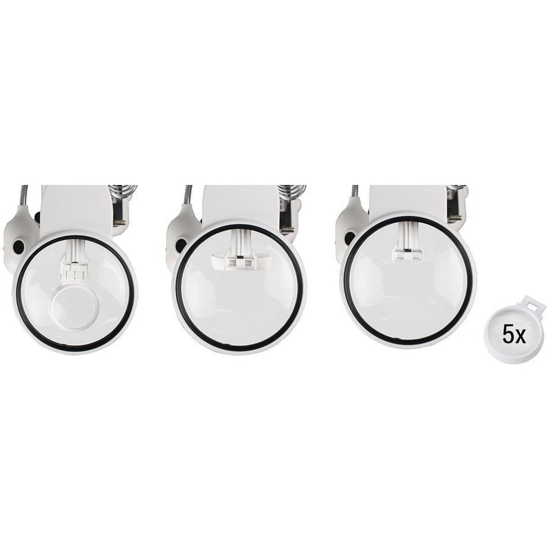 Clamp Magnifier With 2 Clamps, 3 Lenses 6 LED's And Soldering Iron Stand - MG8945AA-L6 - ToolUSA