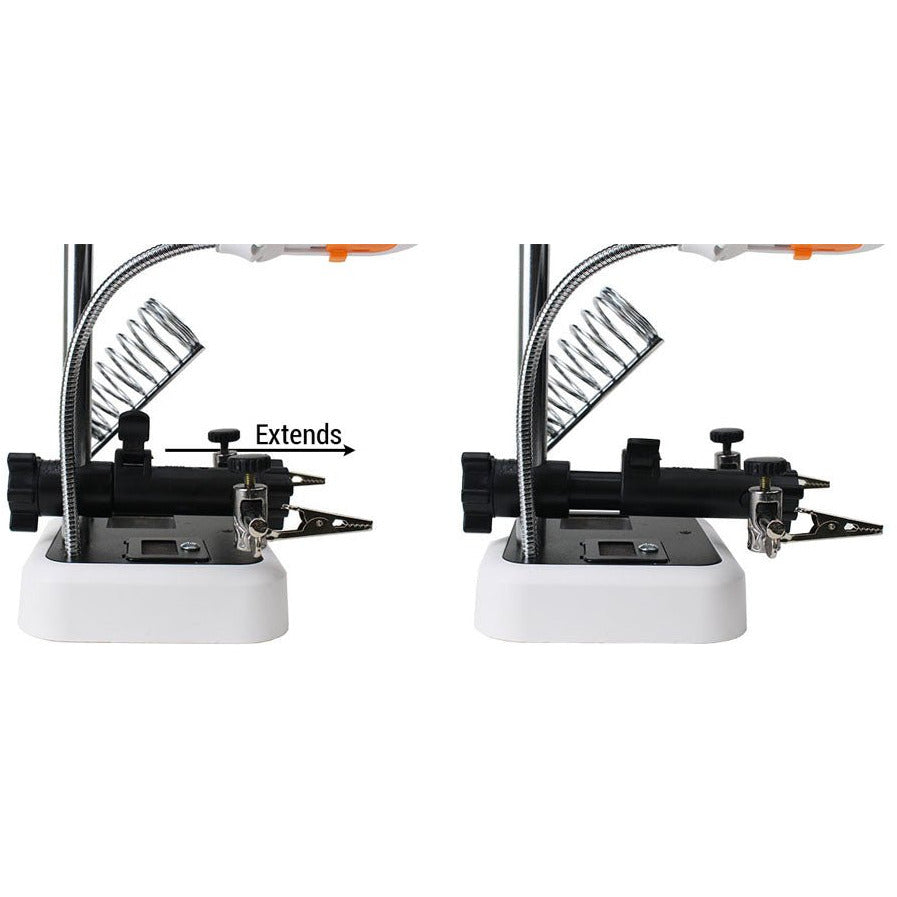 Clamp Magnifier With 2 Clamps, 3 Lenses 6 LED's And Soldering Iron Stand - MG8945AA-L6 - ToolUSA