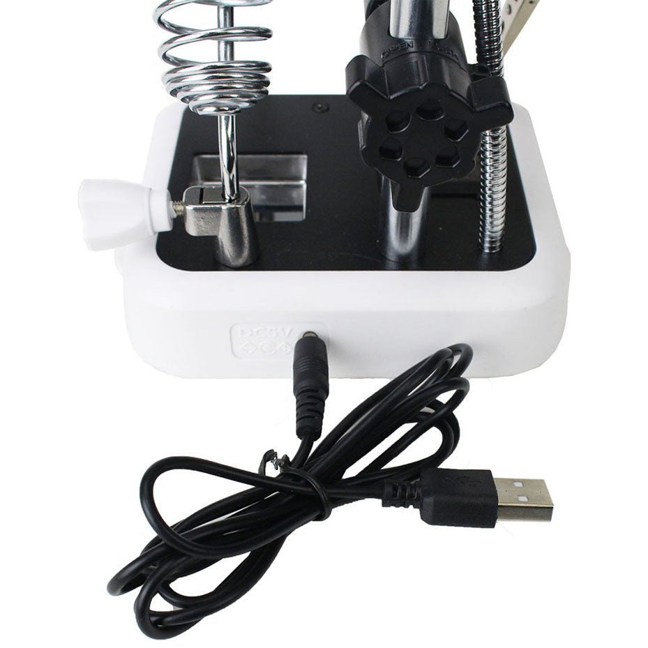 Clamp Magnifier With 2 Clamps, 3 Lenses 6 LED's And Soldering Iron Stand - MG8945AA-L6 - ToolUSA