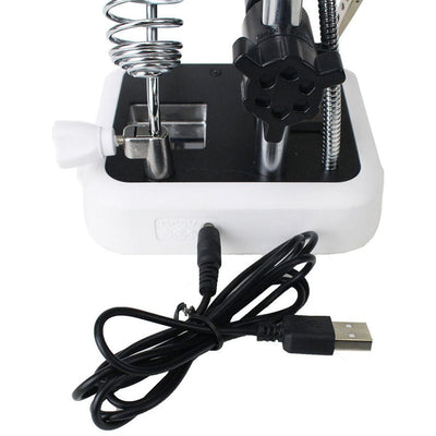 Clamp Magnifier With 2 Clamps, 3 Lenses 6 LED's And Soldering Iron Stand - MG8945AA-L6 - ToolUSA