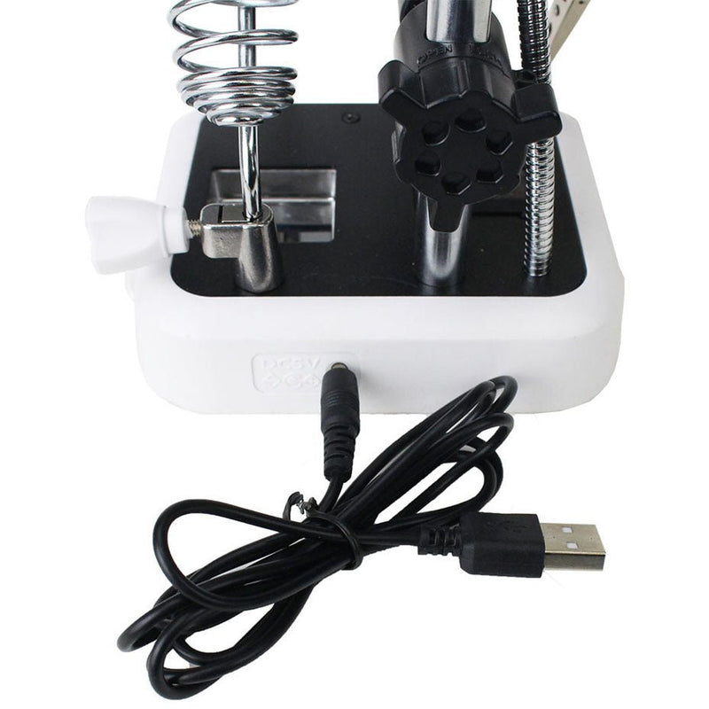 Clamp Magnifier With 2 Clamps, 3 Lenses 6 LED's And Soldering Iron Stand - MG8945AA-L6 - ToolUSA