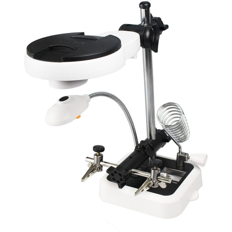 Clamp Magnifier With 2 Clamps, 3 Lenses 6 LED's And Soldering Iron Stand - MG8945AA-L6 - ToolUSA