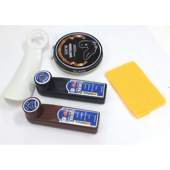 Deluxe Shoe Shine Kit, With Polish, Shoe Horn, And Buffing Cloth - D1-D1204-YW - ToolUSA