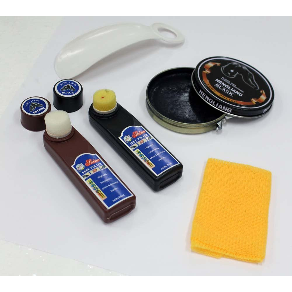 Deluxe Shoe Shine Kit, With Polish, Shoe Horn, And Buffing Cloth - D1-D1204-YW - ToolUSA