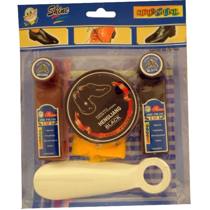 Deluxe Shoe Shine Kit, With Polish, Shoe Horn, And Buffing Cloth - D1-D1204-YW - ToolUSA
