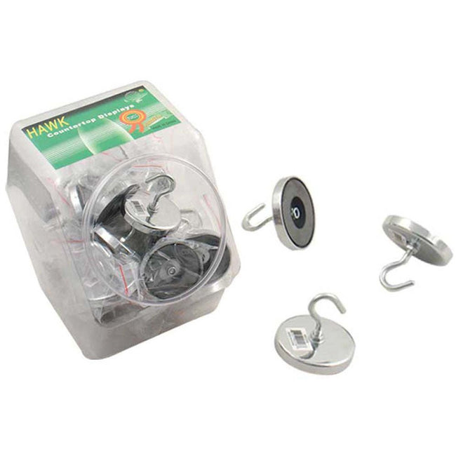 Display Jar of 60 Pieces- 2 Inch Magnet With Metal Hook - MC208-J60 - ToolUSA