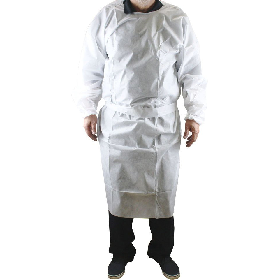Disposable White Gown (Pack of: 10) - DC4-Z10 - ToolUSA