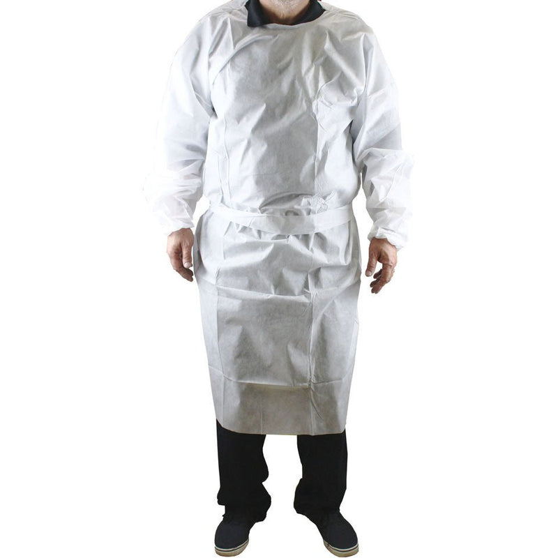 Disposable White Gown (Pack of: 10) - DC4-Z10 - ToolUSA