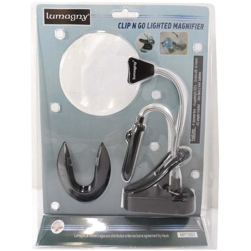 Double Gooseneck 4 Inch Diameter LED Clip Magnifier Lamp - Black - CR-91129 - ToolUSA