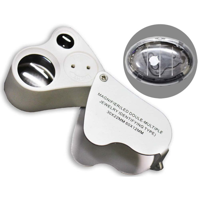 Double Lens Loupe with LED Light - 30X and 60X Power - TJ-92521 - ToolUSA