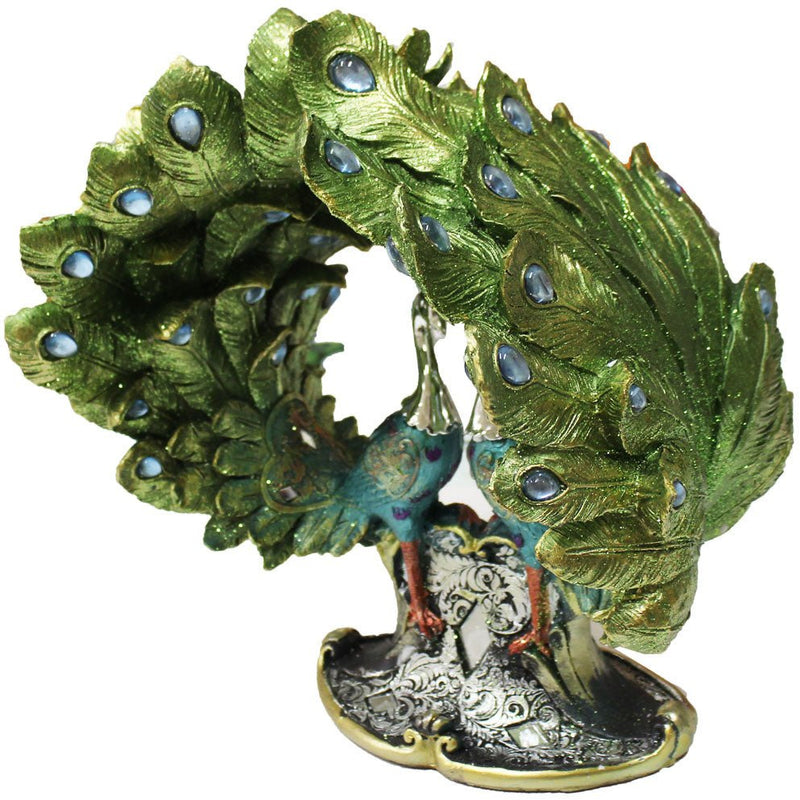Double Peacock Statuette with Tail Feathers Curved Upward - 207-1366-YX - ToolUSA