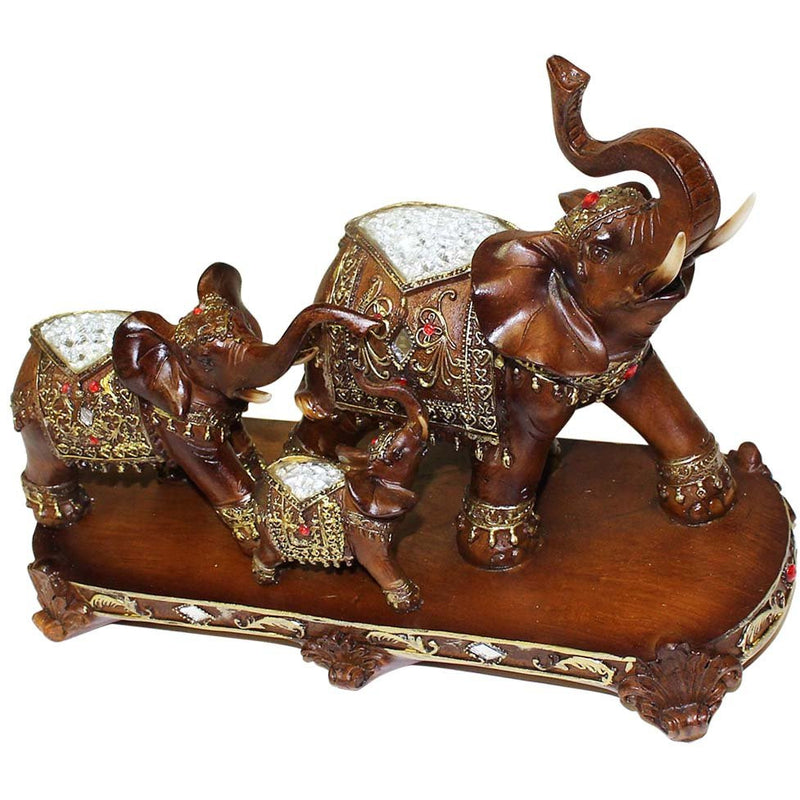 Elephants Statuette - Father, Mother & Son in Parade Attire - 207-1414-YX - ToolUSA