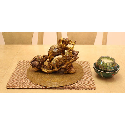 Elephants Statuette - Four Golden Elephants in Parade Attire - 207-1409-YX - ToolUSA