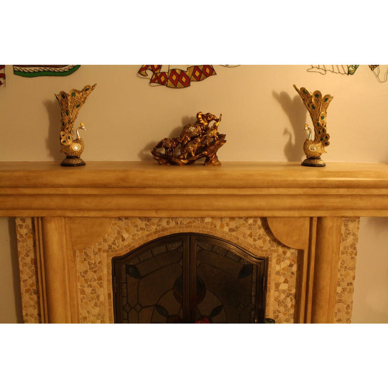 Elephants Statuette - Four Golden Elephants in Parade Attire - 207-1409-YX - ToolUSA