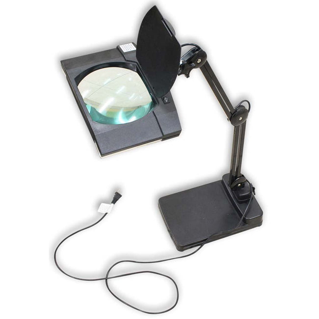 ELUCIDATE: Glass Lens, 3 And 5 Diopter Black Magnifier Lamp With Fluorescent Light - MG-14855 - ToolUSA
