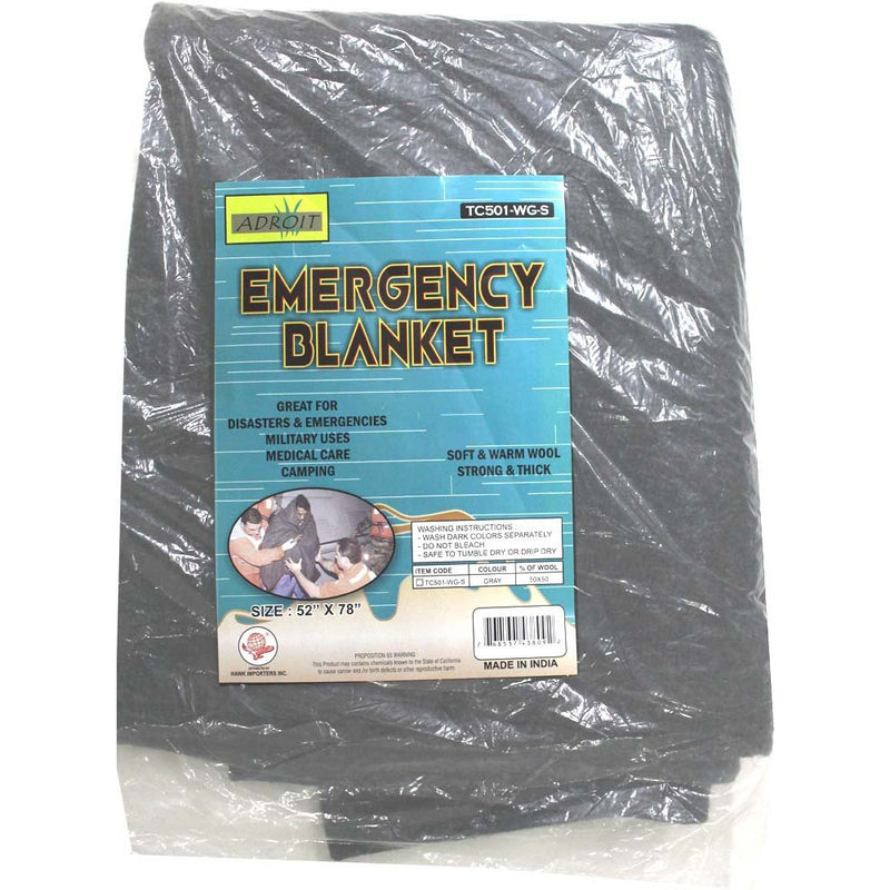 Emergency Blanket with 50% Wool & 50% Synthetic Fabrics, 53x78 Inch - TC-43809 - ToolUSA