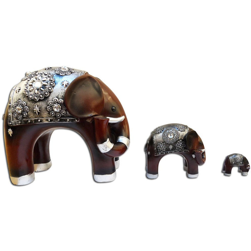 Fancy Decorated Elephants in 3 Sizes - Polymer Clay Statuette - 204-1325-YX - ToolUSA